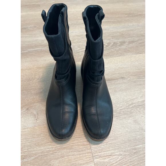 Merrell Adaline Black Canvas Leather Mid Calf Slouch Boots Size 7.5 - Picture 5 of 8